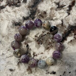Purple and Gray Beaded Bracelet